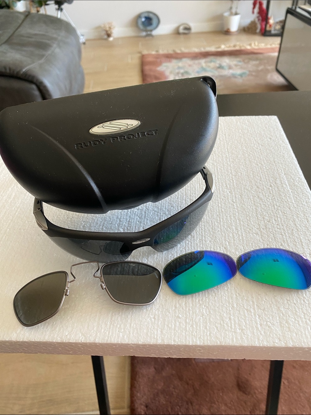 Men's Rudy Project Sunglasses with Interchangeable Blue-Green Mirrored Lens